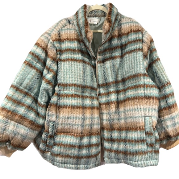 Anthropologie 3x Plaid Women's Jacket in Blue and Brown NWT - Picture 2 of 11